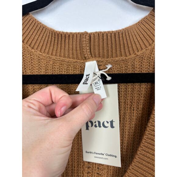 NWT Pact Luxe Knit Cropped Cardigan Organic Cotton Camel V Button Front XL - Picture 4 of 5
